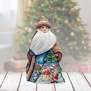 Making a List Checking It Twice Santa Hand-Painted WOODCARVED Masterpiece by G. DeBrekht - Christmas Santa Snowman Decor - 8205012