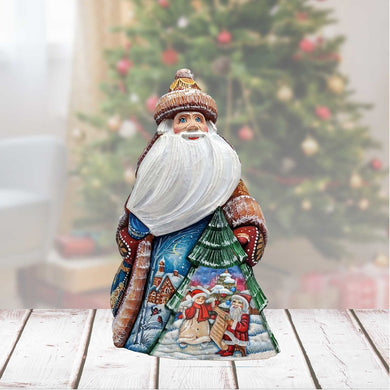 Making a List Checking It Twice Santa Hand-Painted WOODCARVED Masterpiece by G. DeBrekht - Christmas Santa Snowman Decor - 8205012
