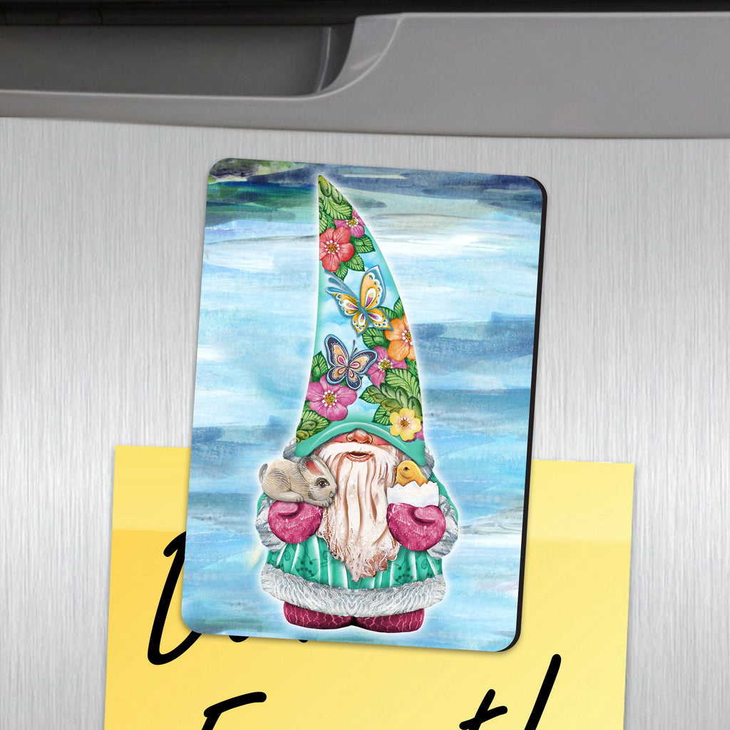 Spring Gnome Refrigerator Eco Wood Magnets Set of 3