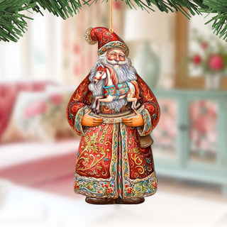 Santa's Nostalgic Rocking Horse Wooden Ornaments by G. Debrekht - Christmas Santa Snowman Decor - 8691414