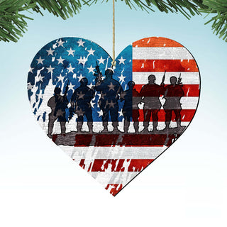 USA Military Heart Wooden Ornaments - American Christmas Decor - 8187130