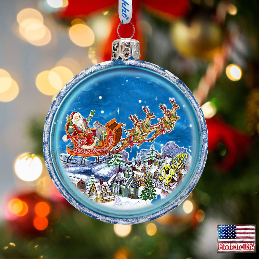 Christmas Balls Glass Ornament Set of 3 by G. DeBrekht - Christmas Santa Snowman Decor - 75011-B3