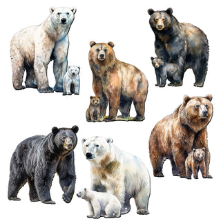 Bear Adventures Decorative Eco Wood Magnets Set of 6 by G. Debrekht - Wildlife Decor - 8090105G-S6