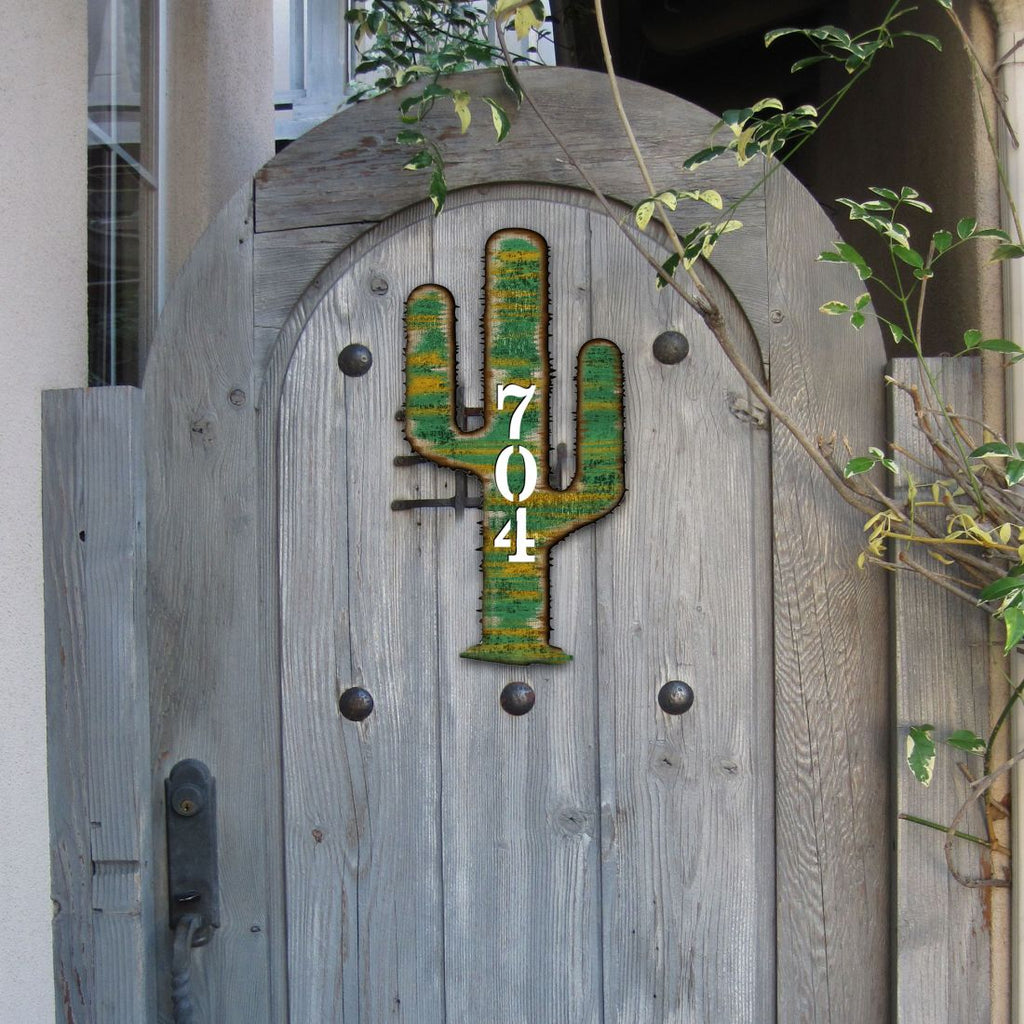 Cactus Wooden Custom House Number Sign - Nature Wildlife Decor - Handcrafted Wooden Address Sign - MA98416