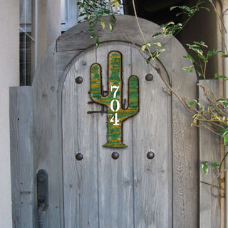 Cactus Wooden Custom House Number Sign - Nature Wildlife Decor - Handcrafted Wooden Address Sign - MA98416