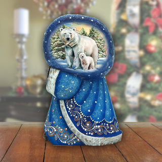 Polar Bears Santa with Bag Hand-Painted WOODCARVED Masterpiece by G. DeBrekht - Christmas Decor - 8215561