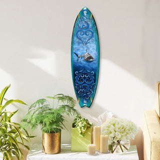 Shark Surfboard Coastal Door Art by G. DeBrekht - Coastal Sea-Life Decor - 8490104HS