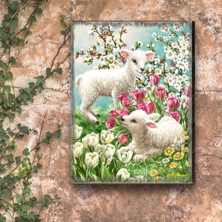 Easter Lambs Wooden Wall Art by D. Gelsinger - Easter Spring Decor - 95673B-DG