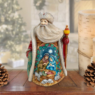 Silent Night Under the Bright Star Santa Hand-Painted WOODCARVED Masterpiece by G. DeBrekht - Nativity Holiday Decor - 217011 *** PRE-ORDER - Handmade Just for You! ***