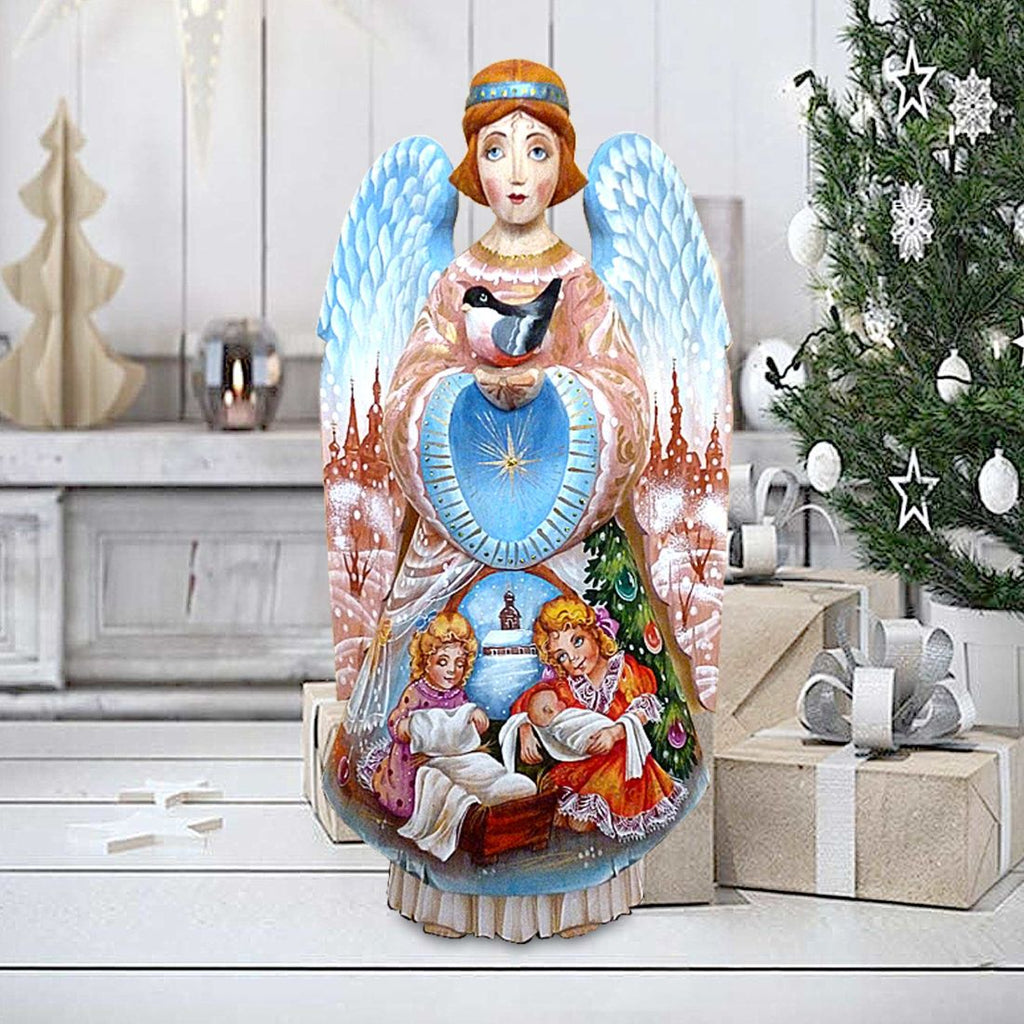 Celestial Butterfly Angel Hand-Painted WOODCARVED Masterpiece by G. DeBrekht - Nativity Holiday Decor - 251151
