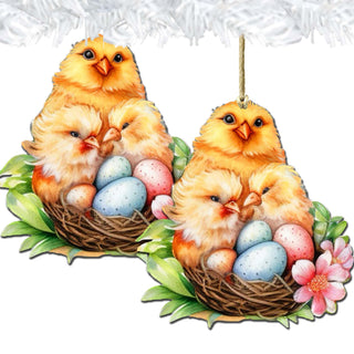 Spring Chicks Wooden Ornaments by G. DeBrekht Easter Spring Decor - 8652771