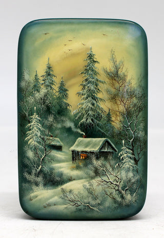 Handpainted One-of-a-Kind Papier Mache Lacquered Miniature Box 3 x 4.5 x 1 Unique Handmade Gift Collectible and Home Decoration