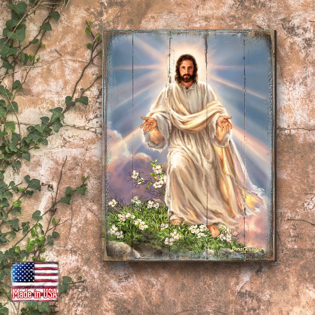 Jesus Resurrection Wooden Wall Art by D. Gelsinger - Easter Spring Decor - 95669B-DG