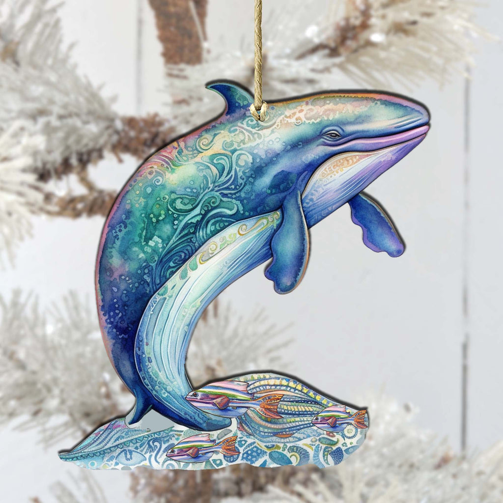 Alaskan Fairy Whale Wooden Ornaments by G.Debrekht - Wildlife Holiday Decor - 8710107-3