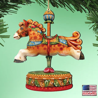 Curly Carousel Pony Wooden Ornaments by G. DeBrekht - Carousel Holiday Decor - 8114041-3