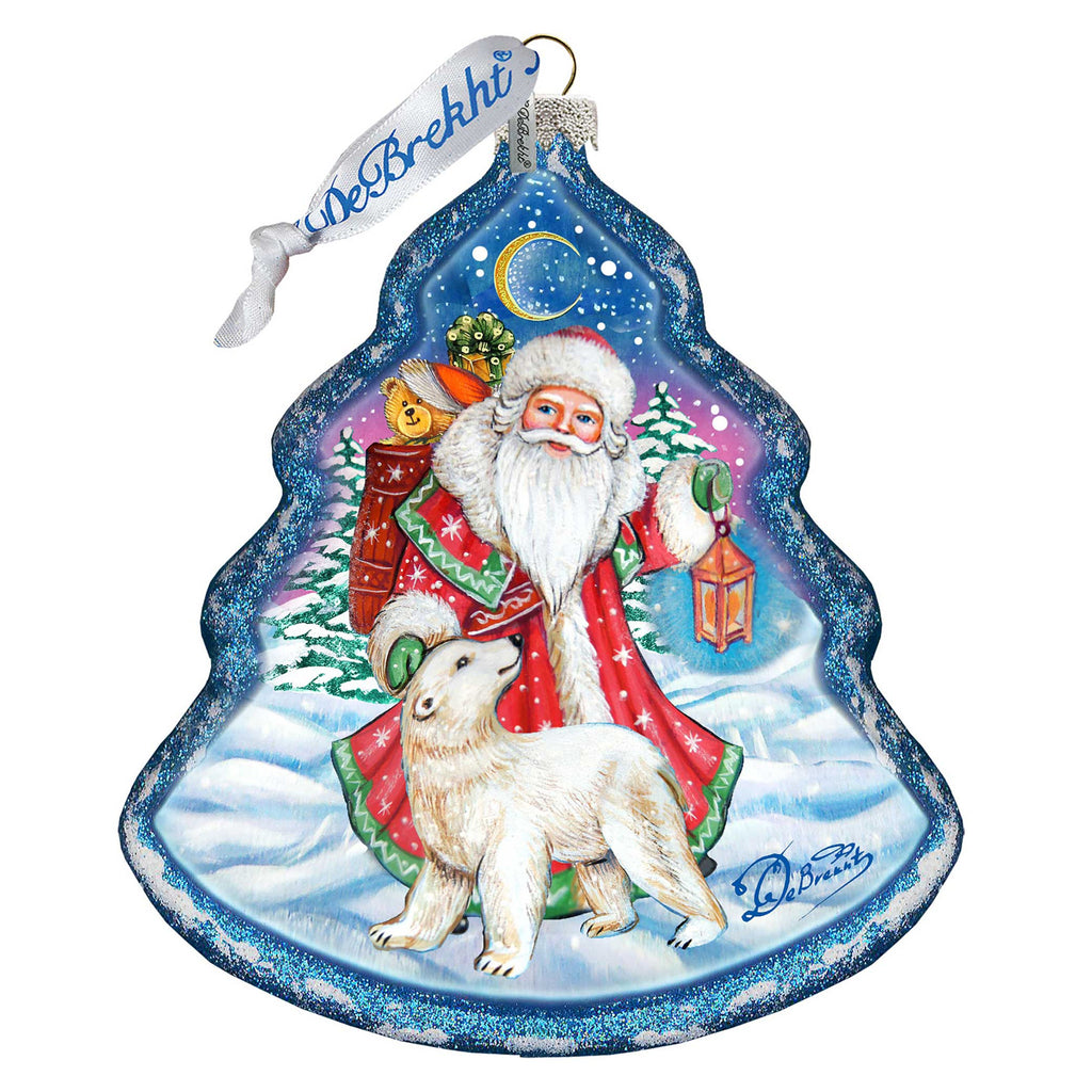 Frosted Story Glass Ornament by G. DeBrekht - Christmas Santa Snowman Decor - 762-028
