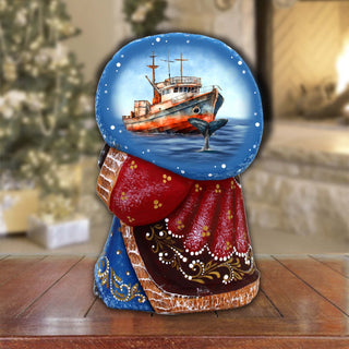 Fishing Ship Santa with Bag Hand-Painted WOODCARVED Masterpiece by G. DeBrekht - Christmas Decor - 8215560