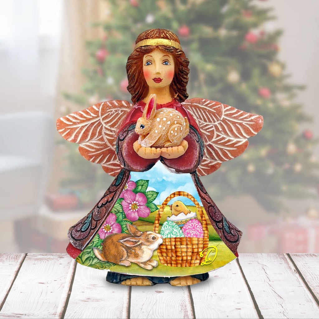 Easter Angel With Bunny Handcrafted Christmas Figurine - G. DeBrekht - Easter Spring Decor - 516662