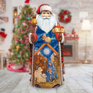 Nativity devotional Santa Hand-Painted WOODCARVED Masterpiece by G. DeBrekht - Nativity Holiday Decor - 215510