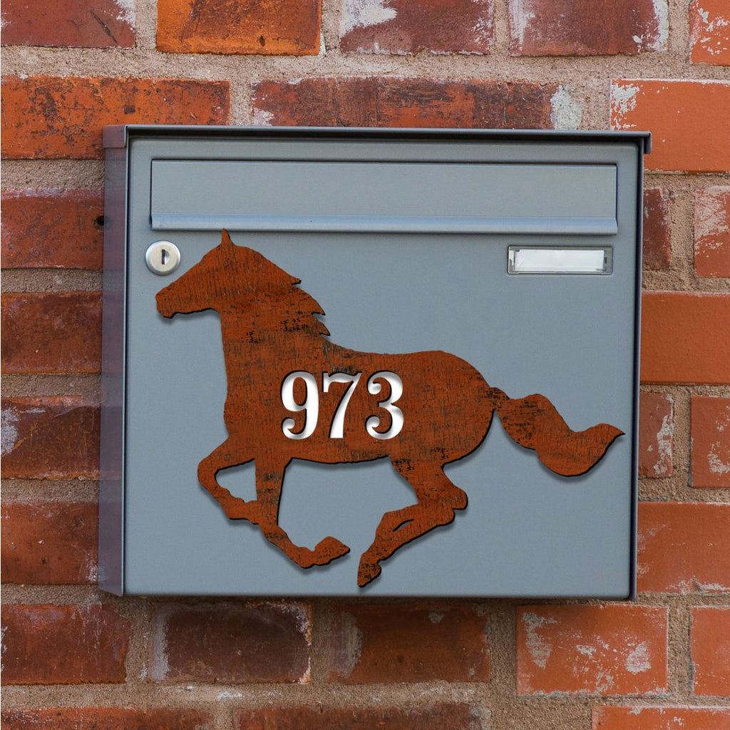 Horse Stable Wooden Personalized House Number Sign - Nature Wildlife Decor - Handcrafted Wooden Handcrafted Wooden Address Sign - MA98154