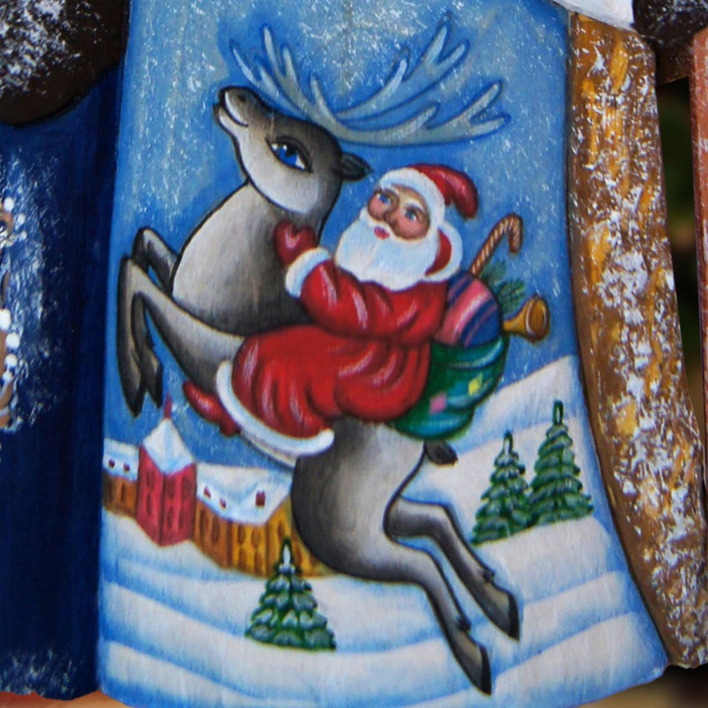 Santa Reindeer Rider Hand-Painted WOODCARVED Masterpiece by G. DeBrekht - Wildlife Holiday Decor - 8215944