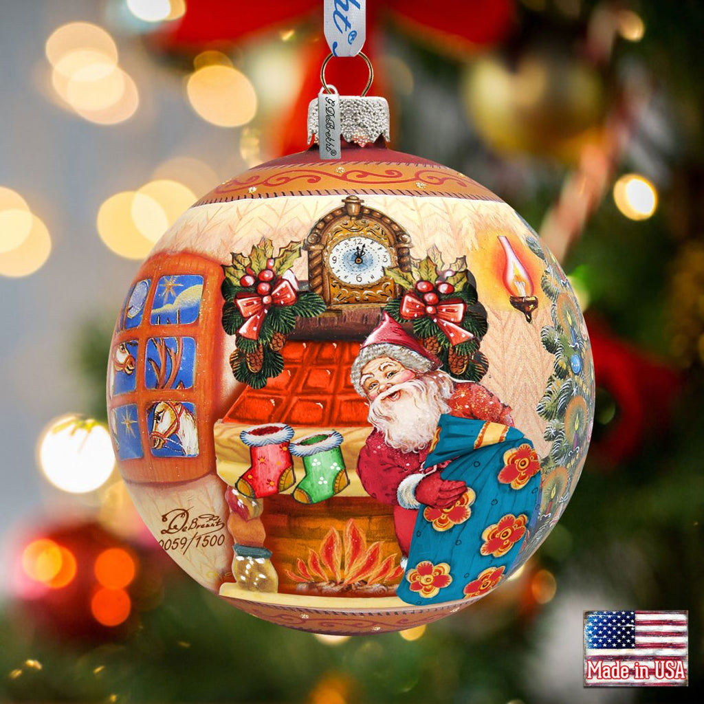 Christmas Night Ball Glass Ornament Limited Edition by G. DeBrekht - Christmas Santa Snowman Decor - 73851