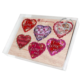 Hearts of Love Decorative Eco Wood Magnets Set of 6 - Family Love Decor - 8090128G-S6