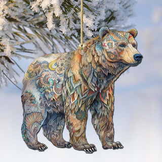 Alaskan Majestic Bear Wooden Ornaments by G.Debrekht - Wildlife Holiday Decor - 8710106-1
