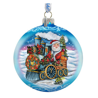 Santa Express Glass Ornament Limited Edition by G. DeBrekht - Christmas Santa Snowman Decor - 73901