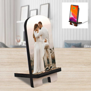 Photo Personalized Cell Phone Stand Custom Wood Stand Mobile Tablet Holder Charging Station Organizer - 892015P