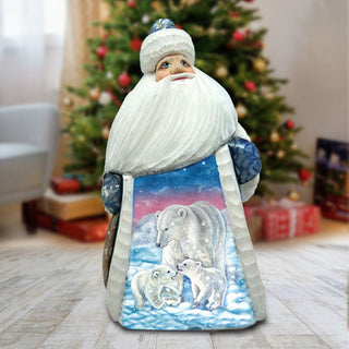Santa Polar Cub Family Hand-Painted WOODCARVED Masterpiece by G. DeBrekht - Wildlife Holiday Decor - 821542