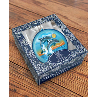 Dolphins Fly Glass Ornament by G. DeBrekht - Coastal Holiday Decor - 744-023