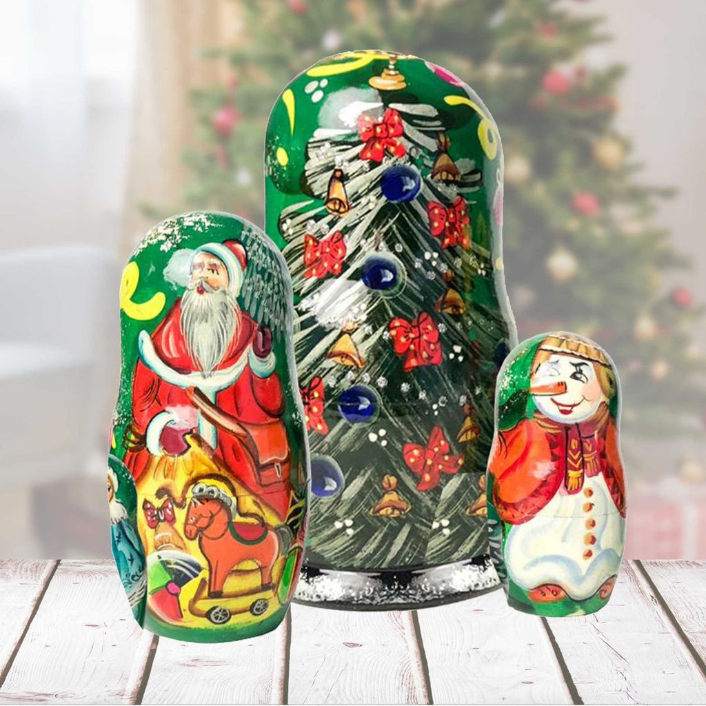 Family Tree Oversized Matreshka Nesting Hand-Painted Doll Set of 3 by G. DeBrekht - Christmas Decor - 161512