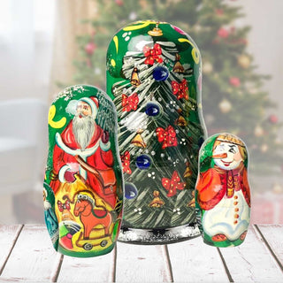 Family Tree Oversized Matreshka Nesting Hand-Painted Doll Set of 3 by G. DeBrekht - Christmas Decor - 161512