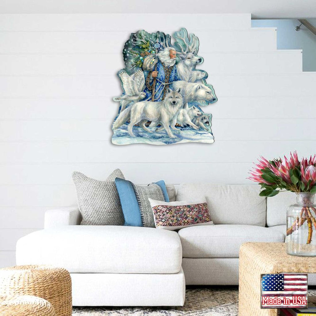 Cool Winds Father Winter Animals Wall Art by J. Bergsma - Wildlife Holiday Decor - 8591862W-JB
