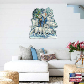 Cool Winds Father Winter Animals Wall Art by J. Bergsma - Wildlife Holiday Decor - 8591862W-JB