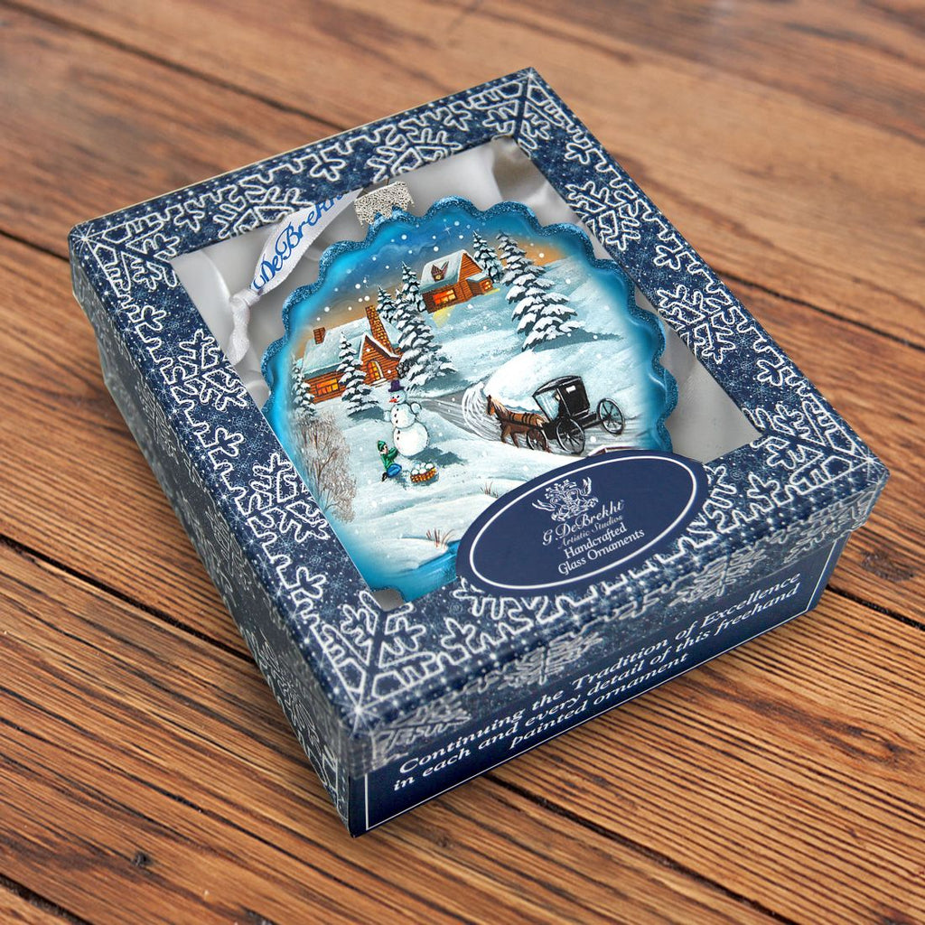 Vintage Village Wreath Glass Ornament by G. DeBrekht - Christmas Decor - 759-043