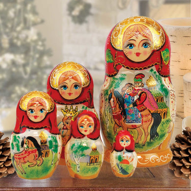 Ivan Tsarevich Matreshka Nesting Hand-Painted Doll Set of 5 by G. DeBrekht - Christmas Decor - 1300961