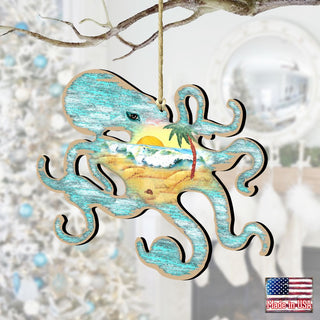 Octopus Wooden Ornaments by G. DeBrekht - Coastal Holiday Decor - 8198512-2