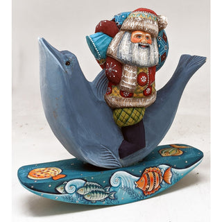 Dolphin Santa Hand-Painted WOODCARVED Masterpiece by G. DeBrekht - Wildlife Holiday Decor - 820023