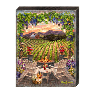 Wine at Sunset Block Wall Art by D. Gelsinger - Family Love Decor - 95684B-DG