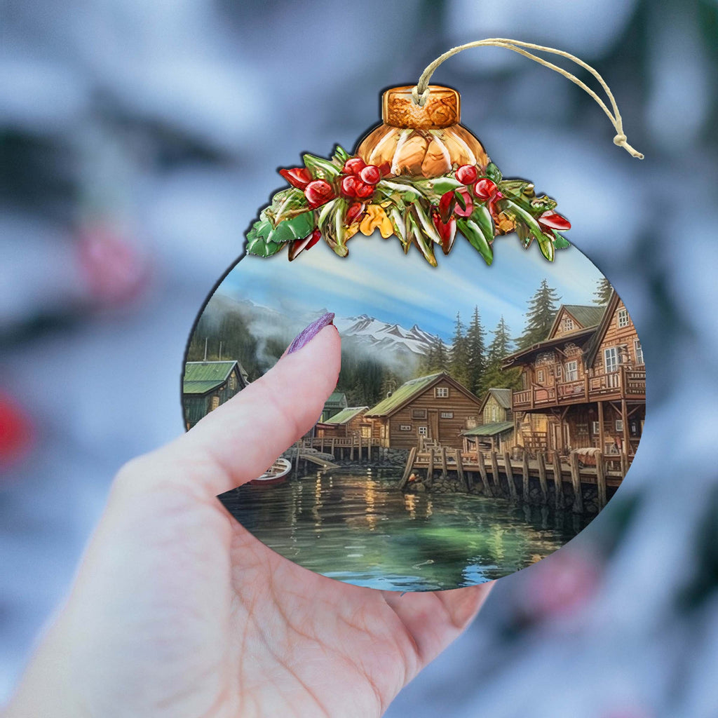 Frozen Peaks Homes Wooden Ornaments by G.Debrekht - Wildlife Holiday Decor - 870013