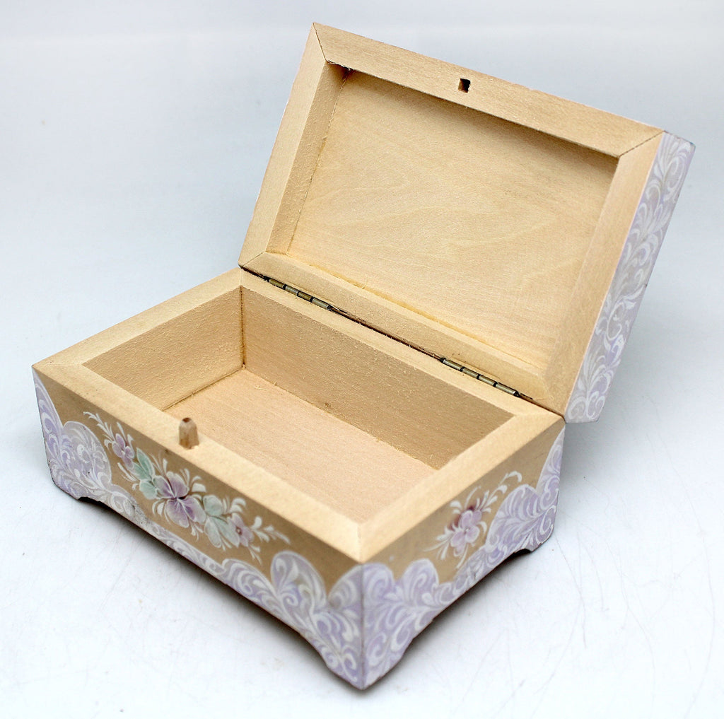 One-of-a-Kind White Wedding Summer Flowers Hand Painted Wooden Box 5 x 3