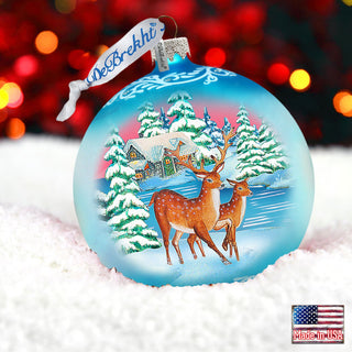 Winter Deer's Ball Glass Ornament Christmas Decor by G. DeBrekht - 73114