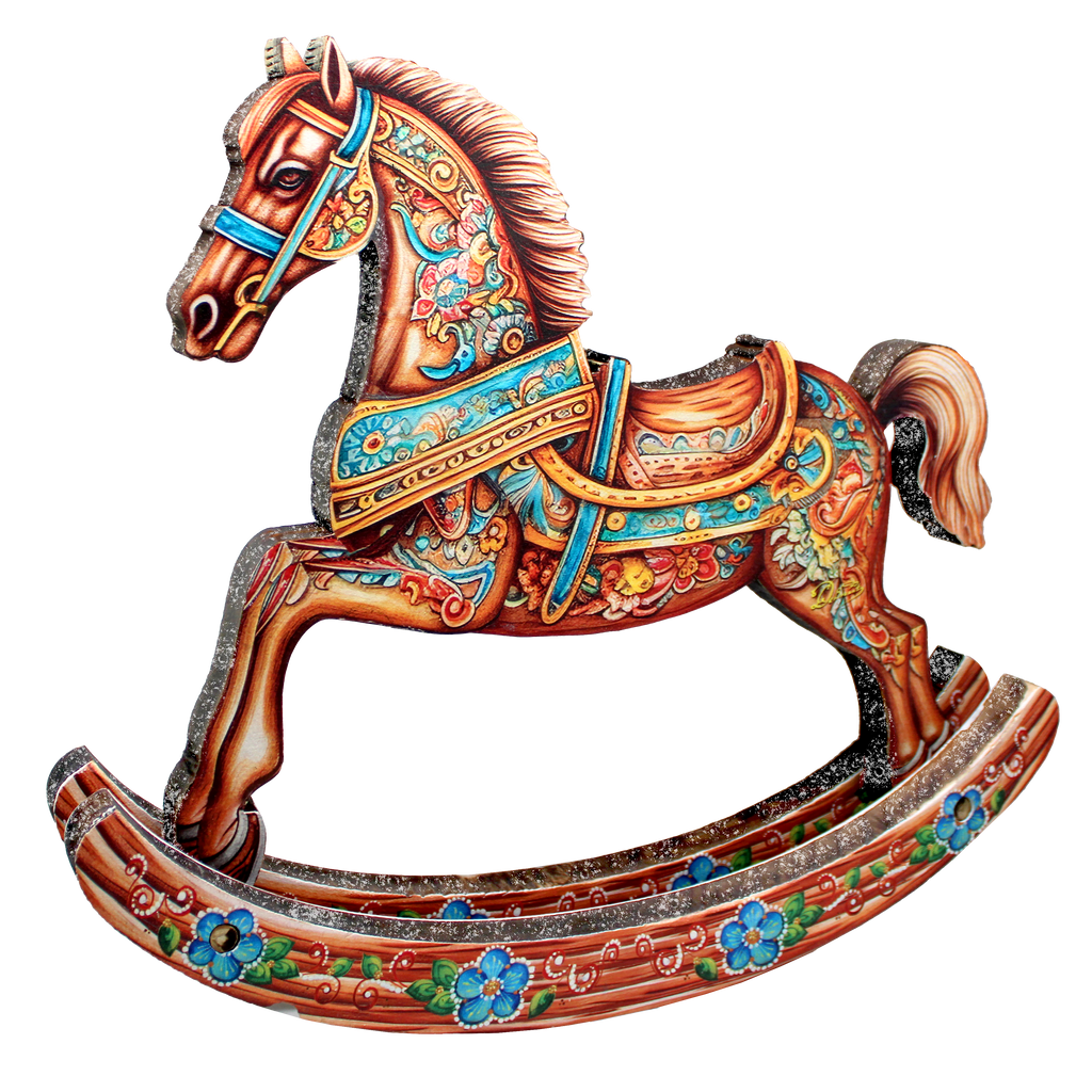 Enchanting Rocking Horse Limited Edition Wooden Figurine by G. Debrekht - Christmas Centerpiece Decor - 89308