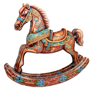 Enchanting Rocking Horse Limited Edition Wooden Figurine by G. Debrekht - Christmas Centerpiece Decor - 89308