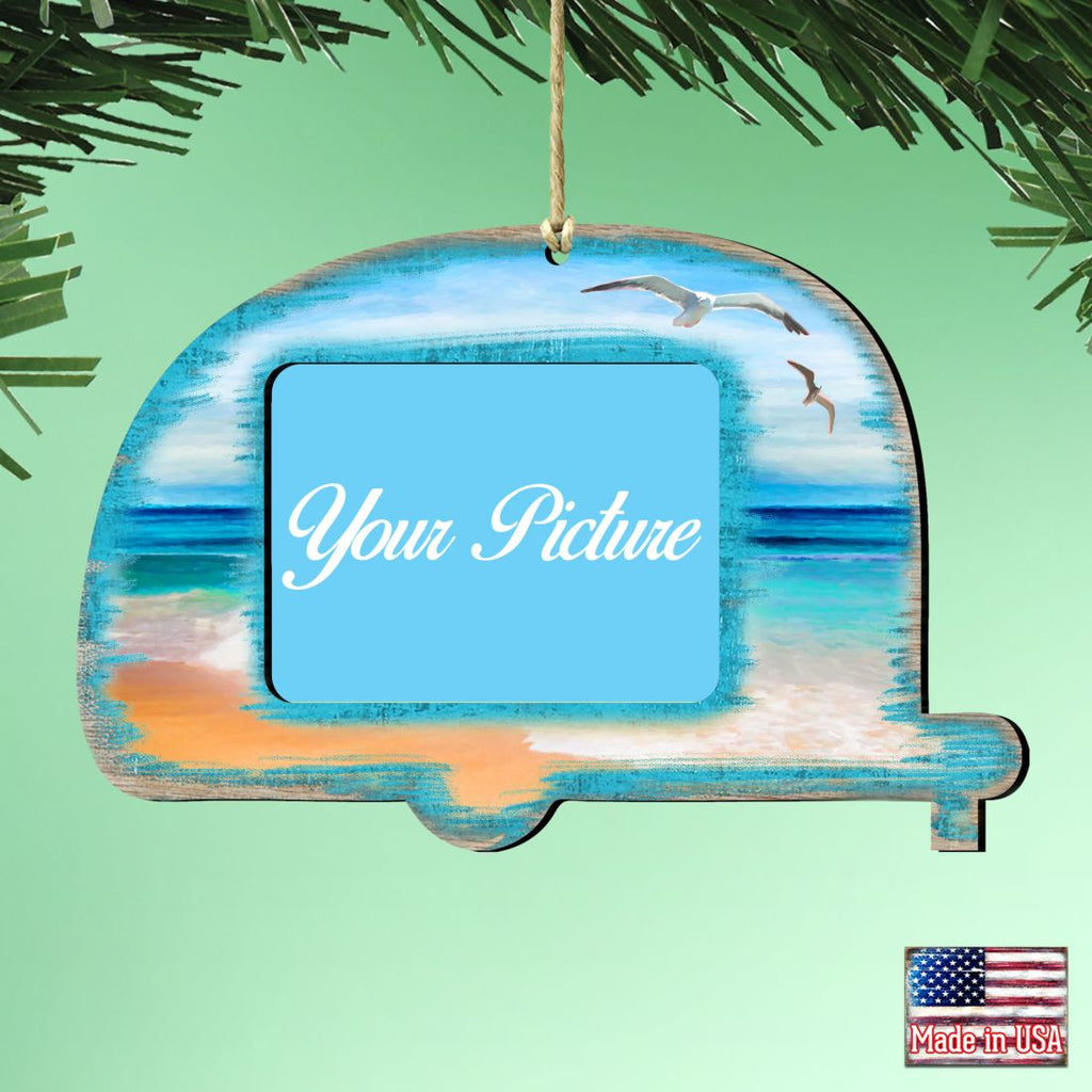 Camper Coastal Picture Frame Ornaments - Ornament for Photo - Coastal Holiday Decor - 8198431-3PF