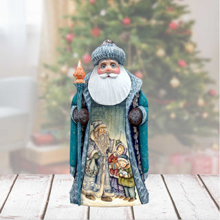 Blue Father Frost Hand-Painted WOODCARVED Masterpiece by G. DeBrekht - Christmas Decor - 8202013