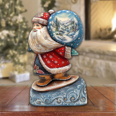 Winter Landscape Sack Santa Hand-Painted WOODCARVED Masterpiece by G. DeBrekht - Christmas Decor - 8204016 *** PRE-ORDER - Handmade Just for You! ***