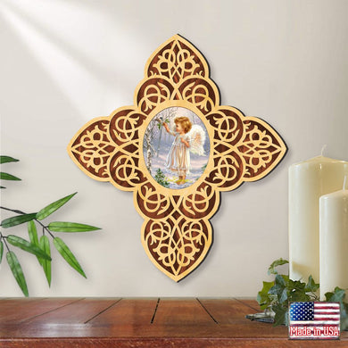 Angel Girl Filigree Wooden Cross by D. Gelsinger - Inspirational Icon Decor - 88482-DG